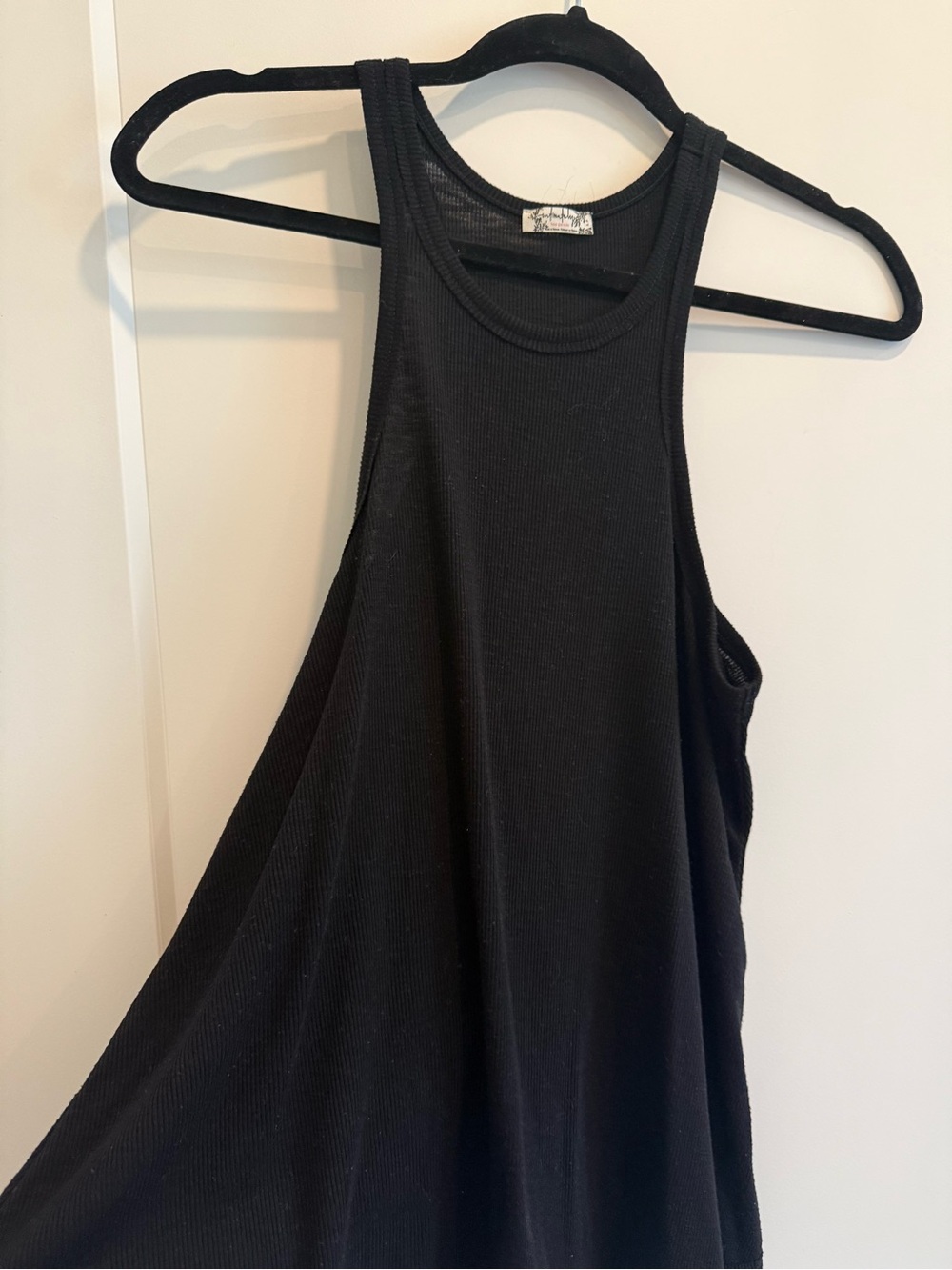 Free People Black Ribbed Racerback Tank Top Size S - Picture 4 of 8